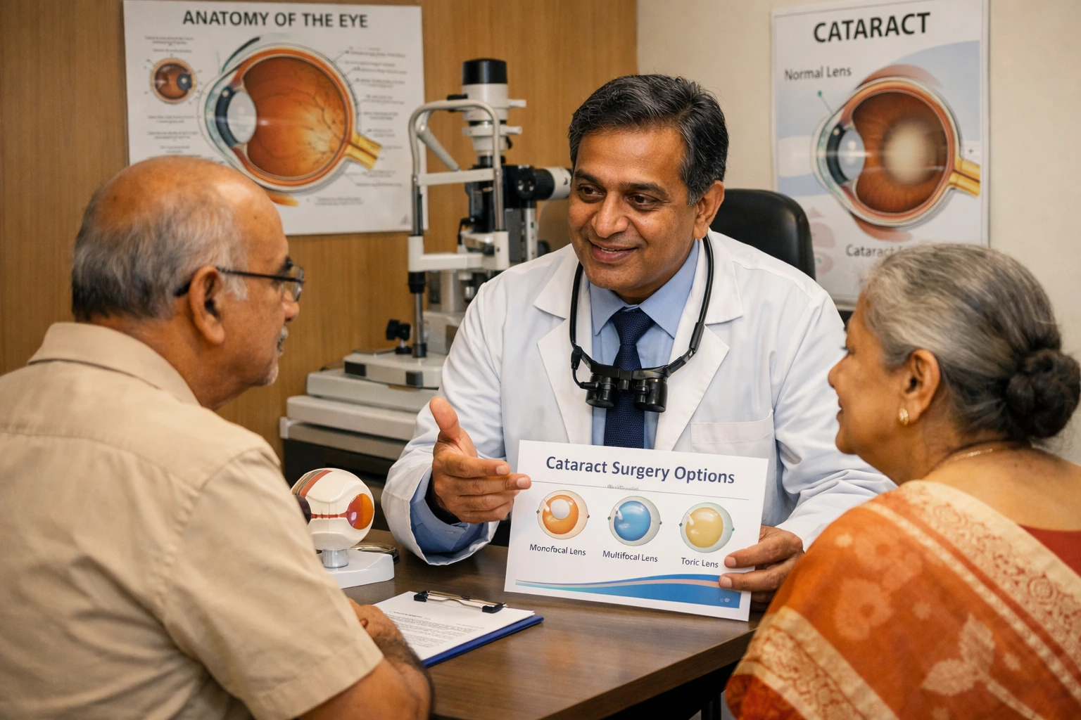 Doctor explaining cataract surgery options and cost in Bangalore