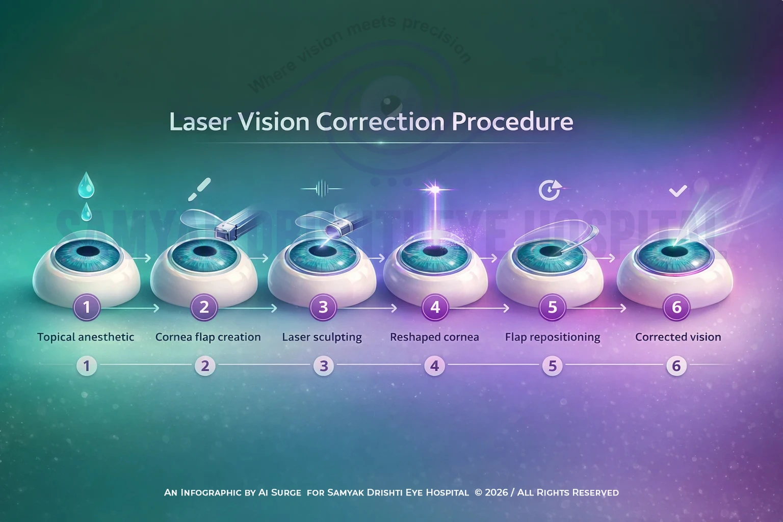 diagram showing how laser eye surgery reshapes cornea to correct vision