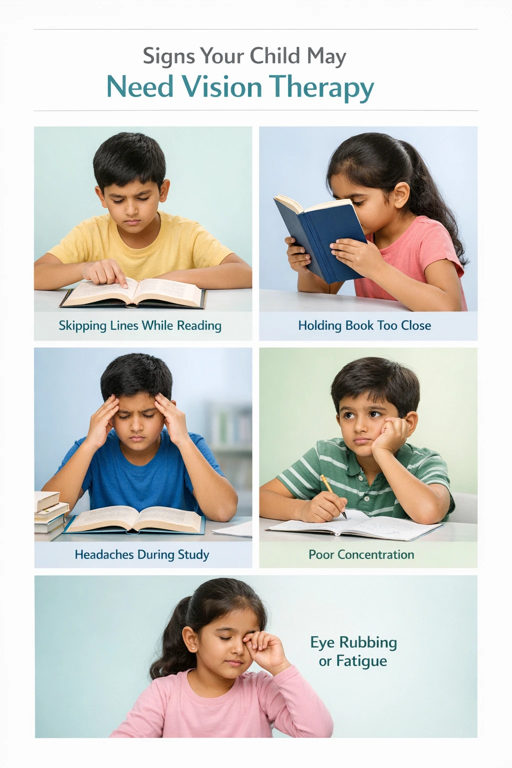 infographic showing signs a child may need vision therapy